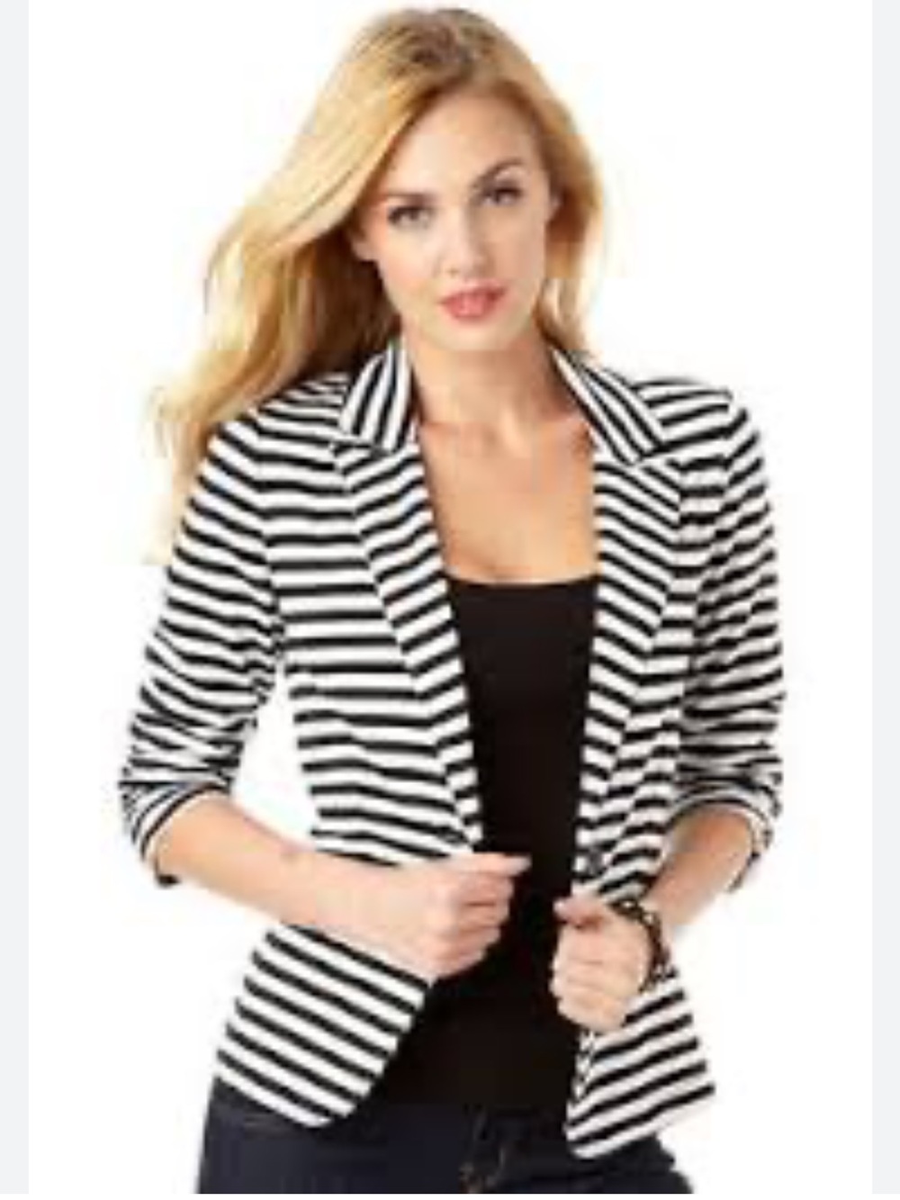 Striped Black & White Blazer Jacket